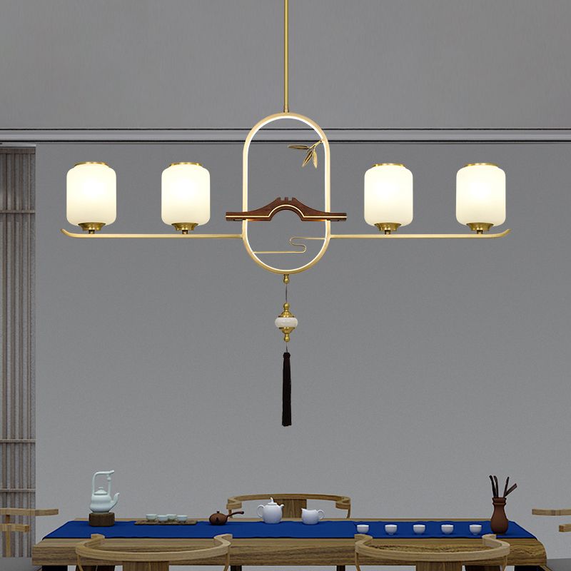 Éclairage d'éclairage de l'île Cylinder 5 Éclairage d'îlot de cuisine léger avec une teinte en verre