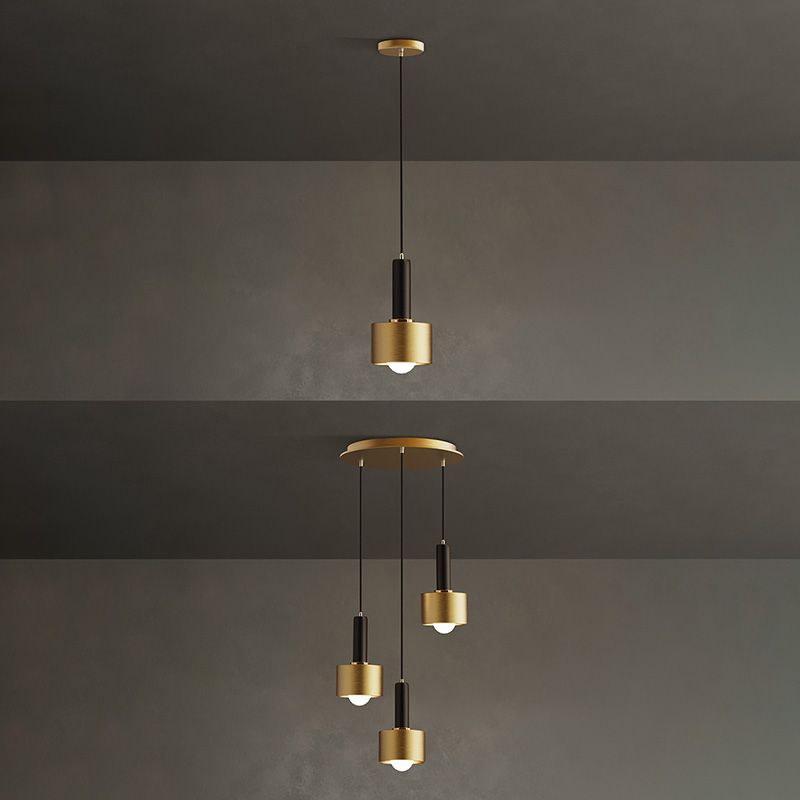 Contemporary Pendant Light Kit Gold Shaded Hanging Ceiling Light with Metal Shade