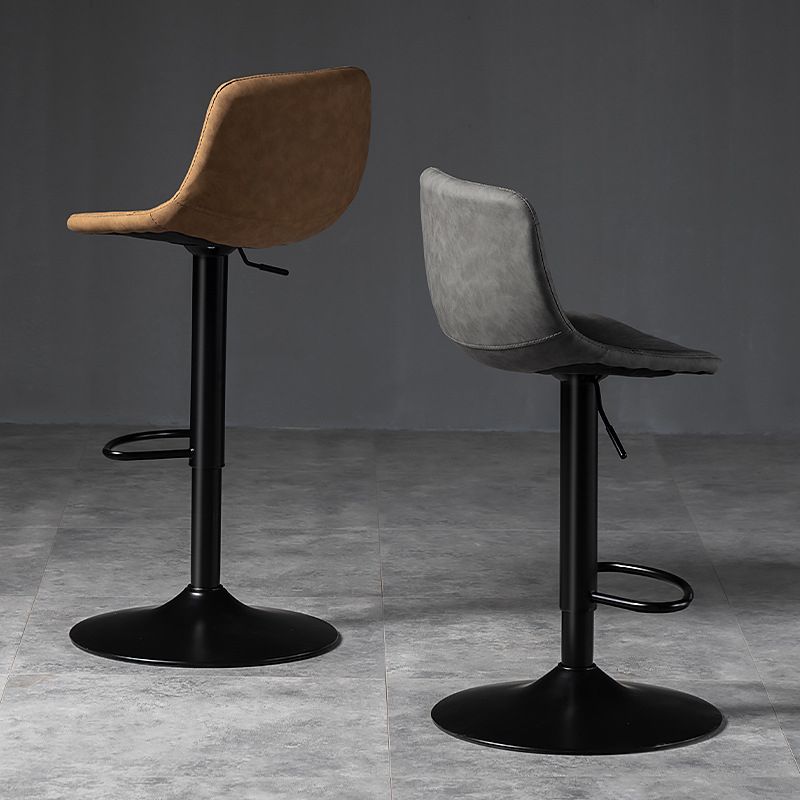 Contemporary Metal Barstool Faux Leather Upholstered Counter Stool Home