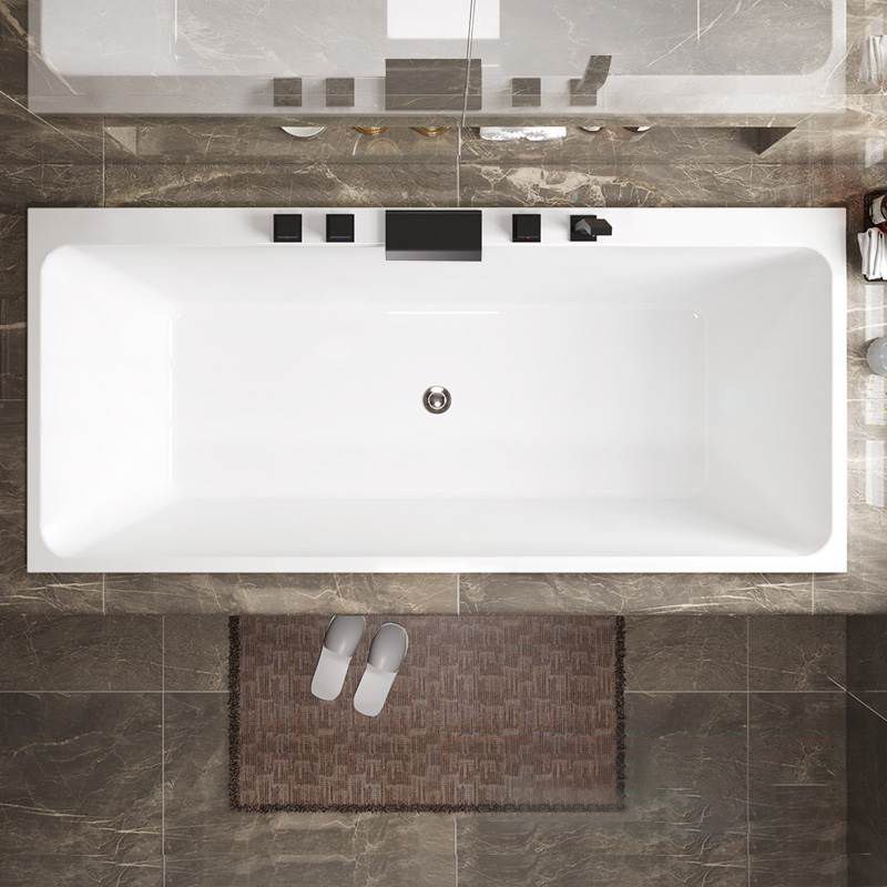 Modern Rectangular Drop in Bathtub Acrylic Soaking White Bath