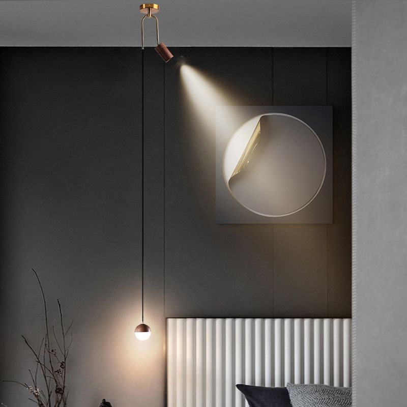 Modern Wood Pendant Lighting Fixture 2-Light Suspension Pendant Light with PMMA Shade