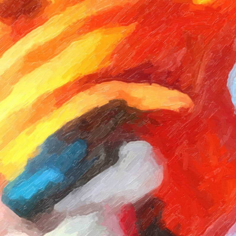 Whole Art Deco Mural Wallpaper Red-Yellow-Blue Oil Drawing Wall Covering, Custom Made