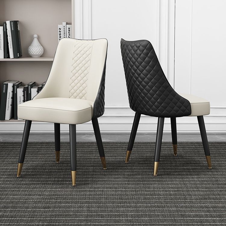 Sillas de comedor de cuero estilo escandinavo sin brazos Silla tapizada Parsons (juego de 4)