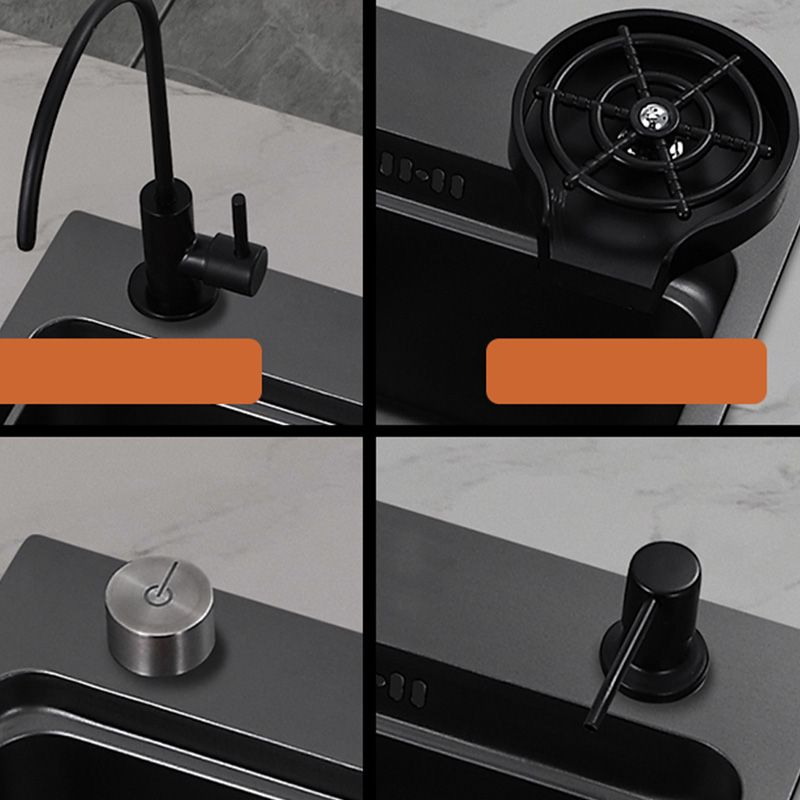 Modern Bar Prep Sink Stainless Steel with Faucet and Soap Dispenser Workstation Sink