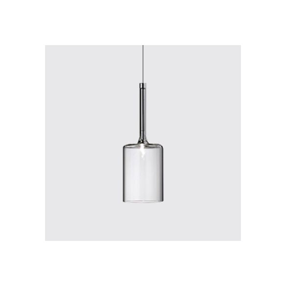 Nickle Zylindrisch/Trommel/lange Säule Suspension Anhänger Modernist 1 hellgrau/rot/orange Glas LED Hängende Leuchte