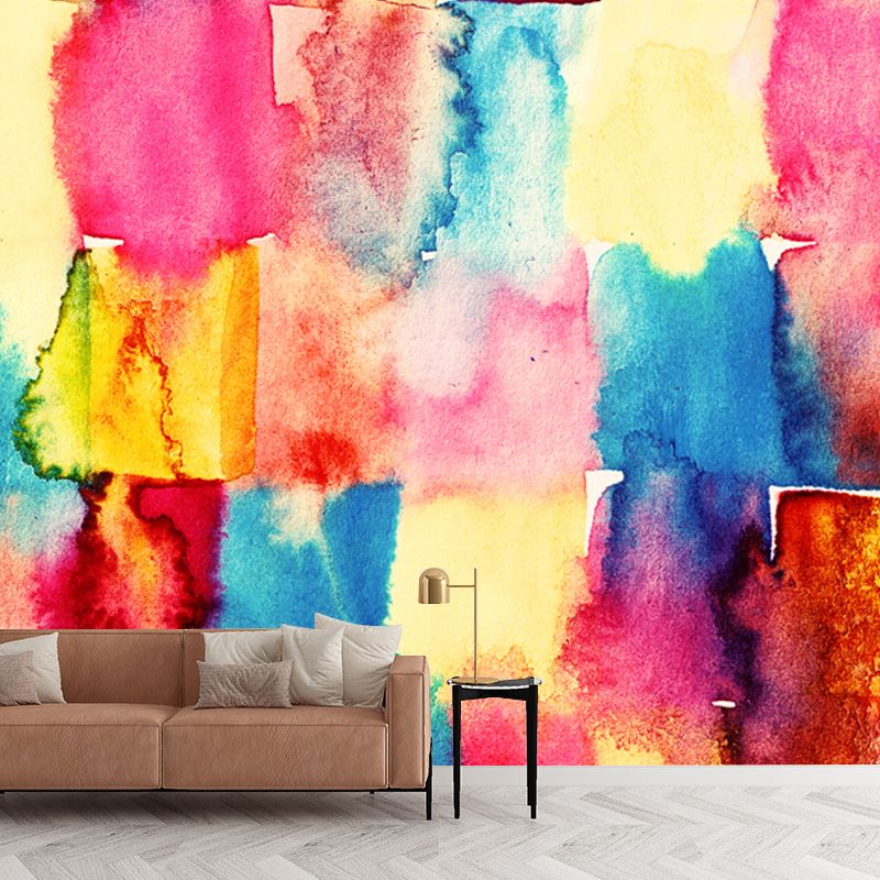 Impresión a mano acuarela mural papel pintado arte decoración de pared lisa en naranja, tamaño personalizado