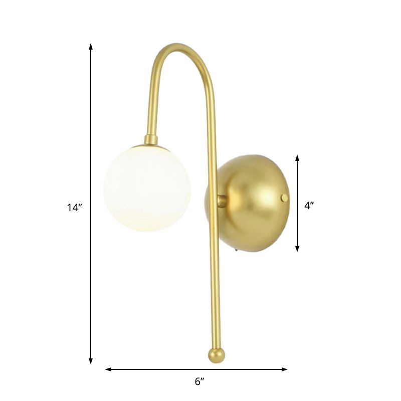 1 Lampenkugel Wandmontage Leuchte moderne goldene Opalglasbeleuchtung für Wohnzimmer