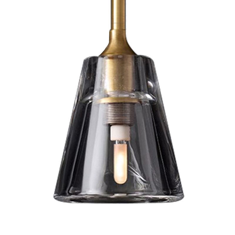 Lámpara colgante de cono negro/de latón/cromo post modernista LED doble vidrio de humo luminoso lámpara de techo