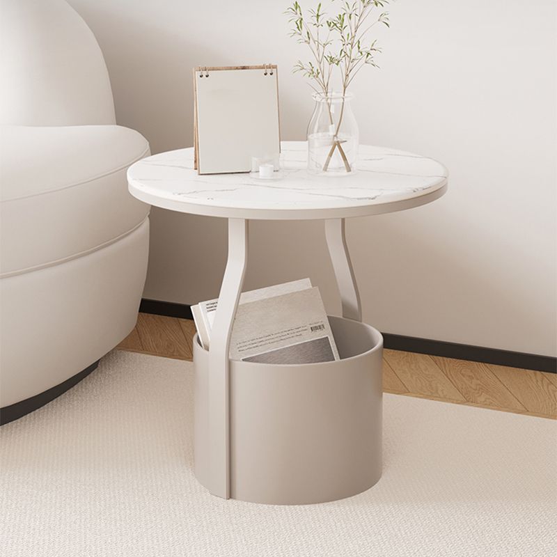 Modern 19.68-inch Tall Metal Abstract Side Table Round Top End Table with Storage