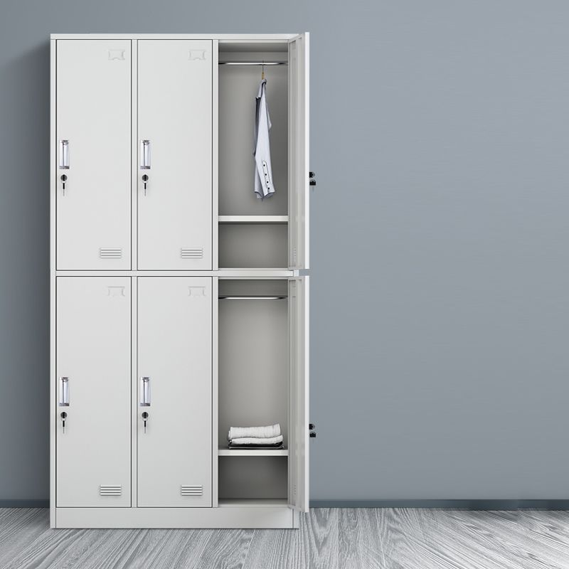 Grey Steel Wardrobe Armoire Contemporary Hinged Wardrobe Cabinet