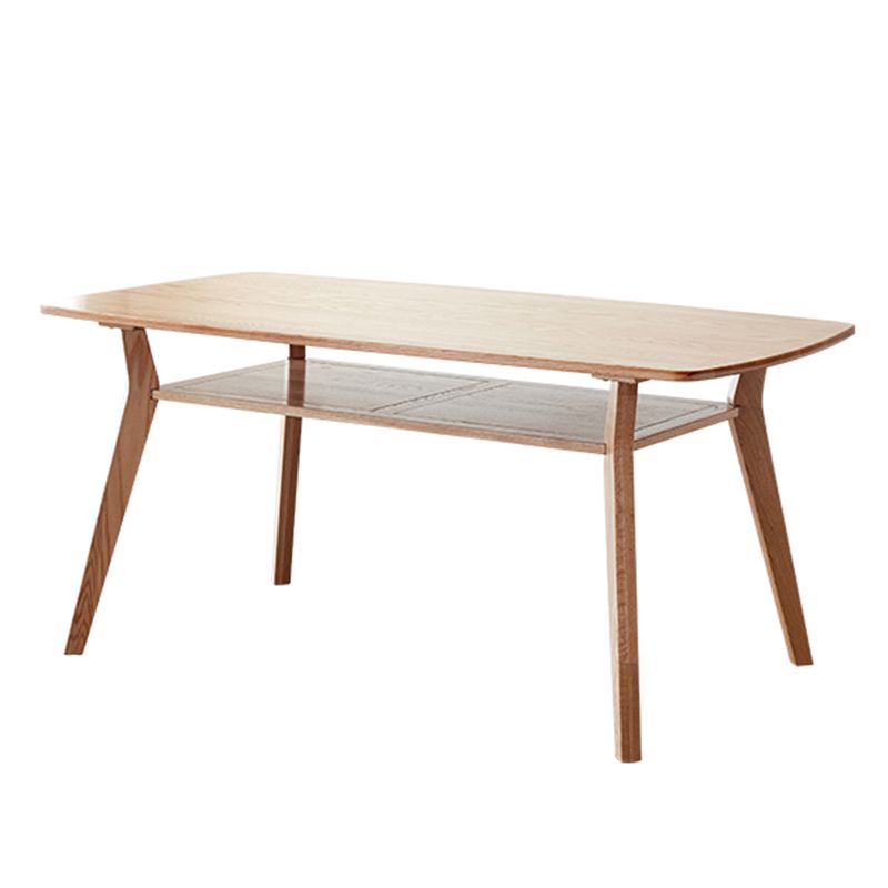 Storage Oak Wood Dining Table in Nature Rectangle Kitchen Table with 4 Legs