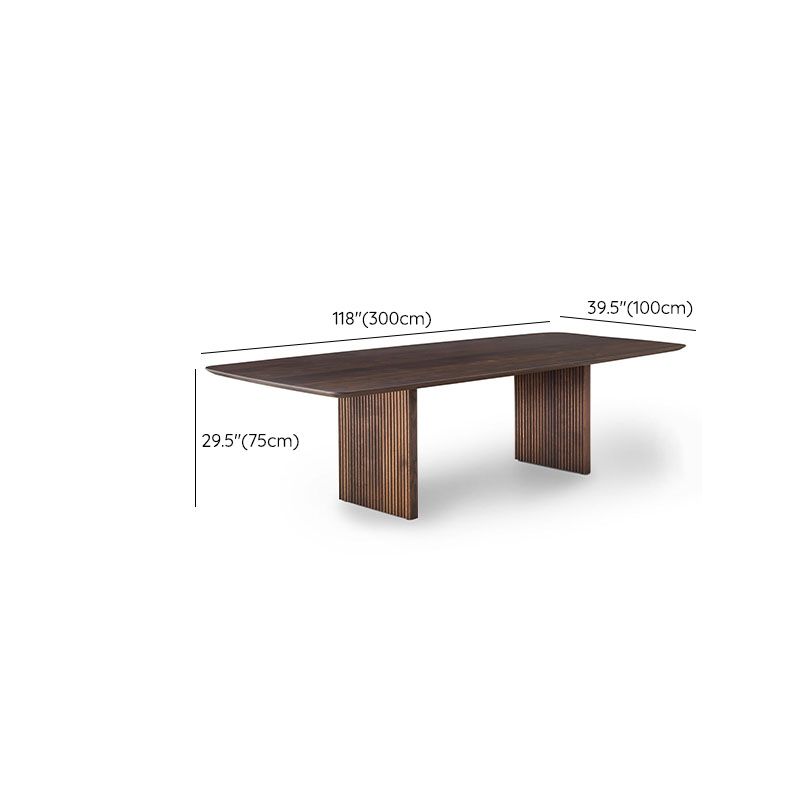 Contemporary Style Wood Office Desk Rectangular Shape Task Desk with 2 Legs in Dark Brown