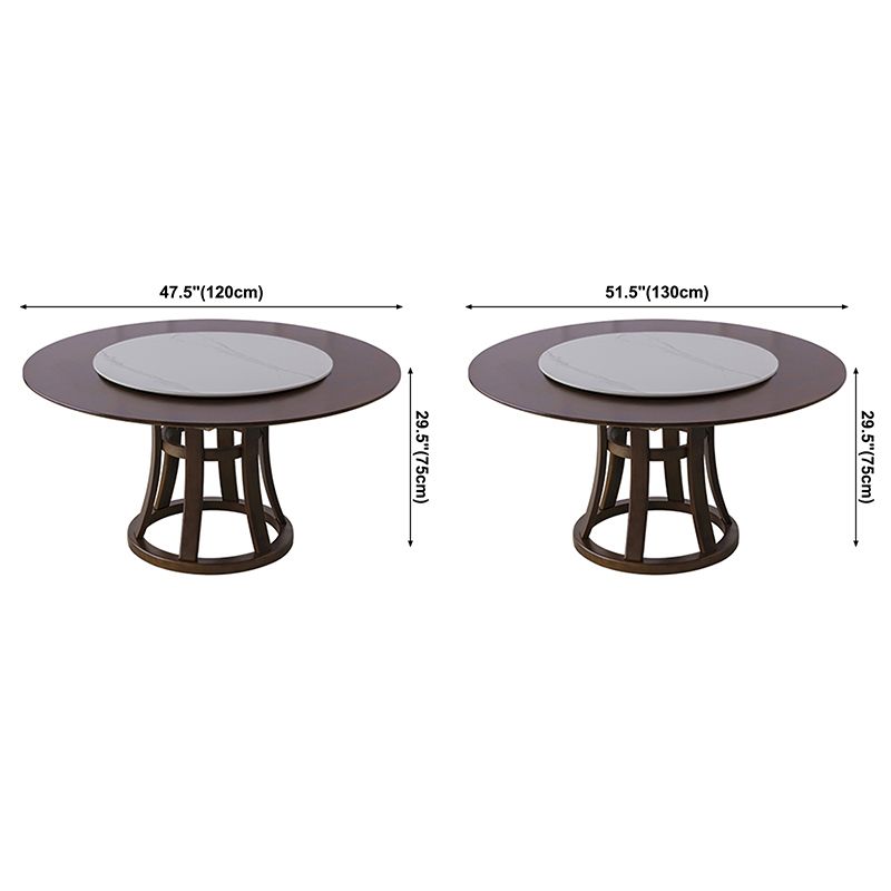 Modern Style Home Solid Wood Dining Table Round Shape Table with Single Pedestal