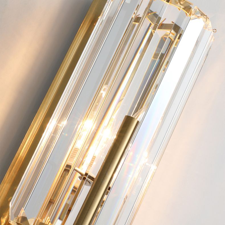 Crystal Half Cylinder Sconce Light Fixture Modern Gold Wall Mounted Light Fixture