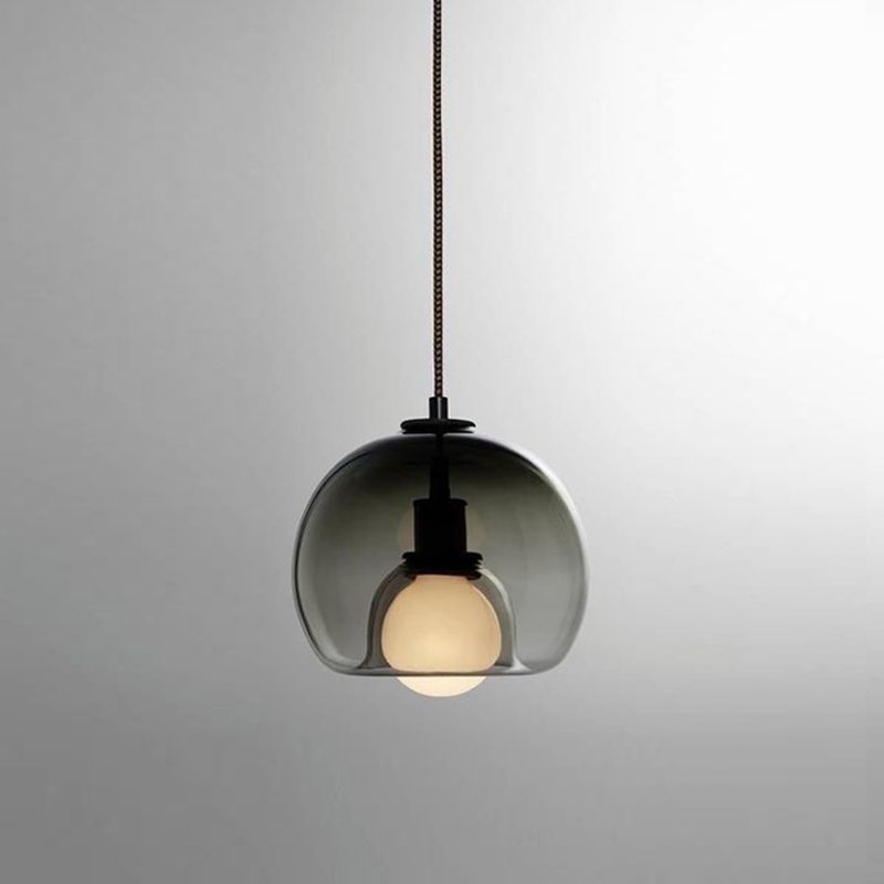 1-Ligth Clear Glass Pendant Lighting Fixtures Minimalism Ceiling Pendant for Dining Room