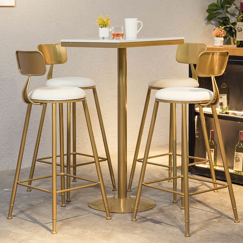 Artificial Marble Bar Table Glam Style Gold Base Bistro Table for Coffee Shop