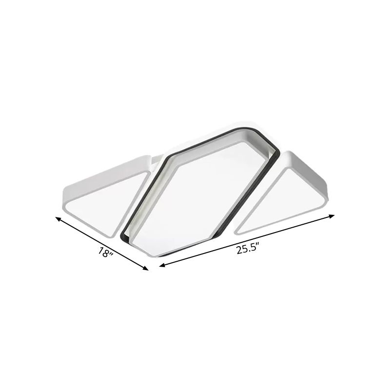 Gespleißte rechteckige LED-Deckenleuchte, modernes Metall, weiße Wohnzimmer-Deckeneinbauleuchte mit Acryl-Diffusor, 25,5"/37,5" B