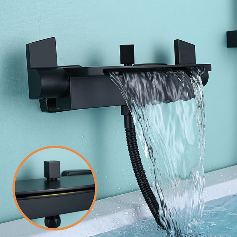 Modern Wall Mounted Copper Tub Filler Low Arc Waterfall Tub Faucet Trim