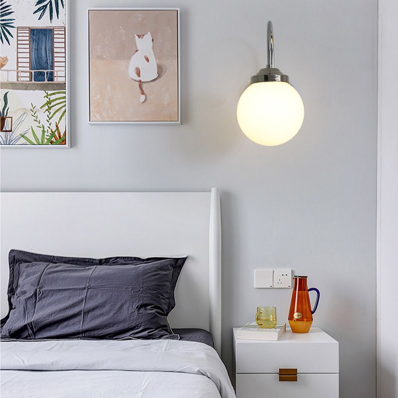 Nordic Wall Mount Light Modern Simple Round Glass Shade Wall Sconce Light Fixture for Living Room