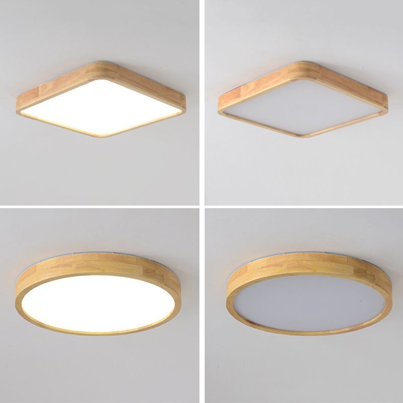 Modern Style Geometrical Flush Mount Lighting Wood 1-Light Flush Mount Led Light