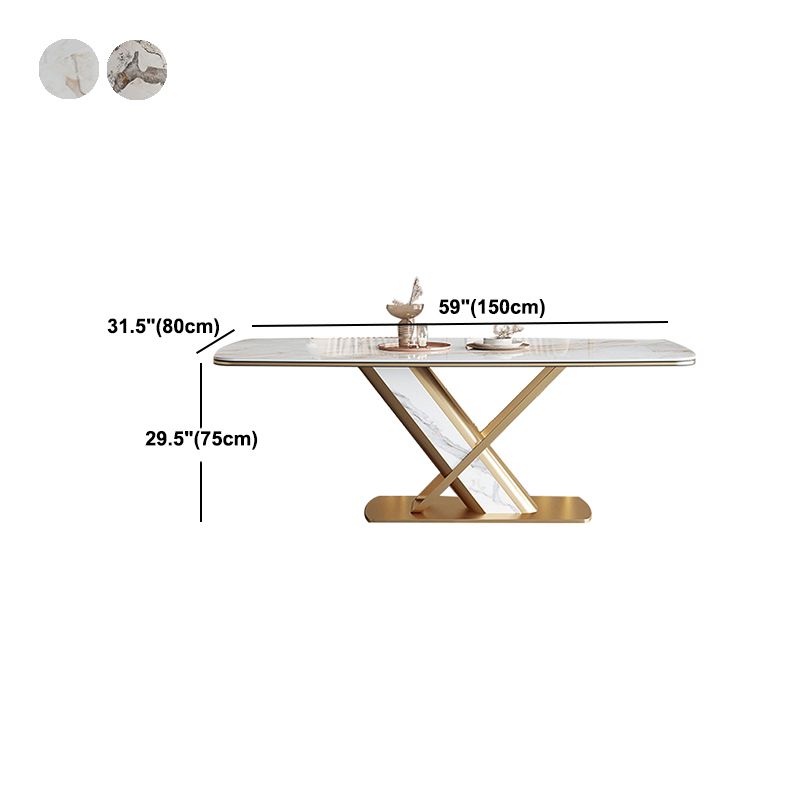 Stone Top Dining Table Traditional Luxury Rectangle Dining Table with Pedestal Base