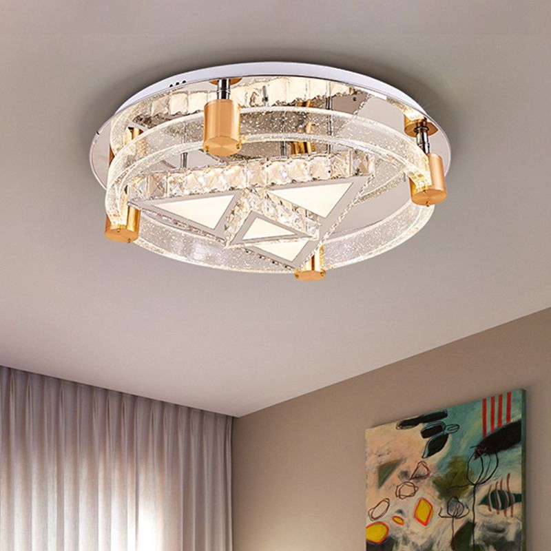 Iluminación circular de semi montura Minimalista LED Techo cromado al ras con diseño de triángulo/estrella