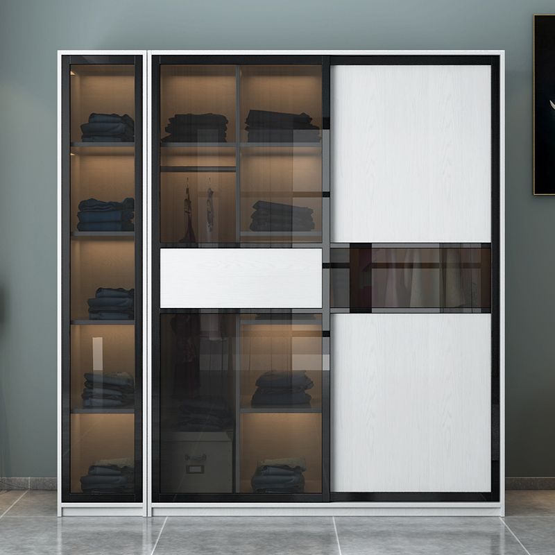 White Storage Cabinet with Glass Doors Contemporary Hinged Door Cabinet