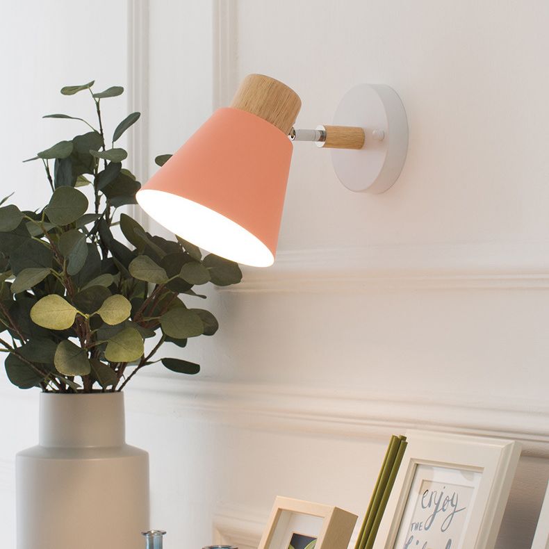 Macaroon Style Sconce Light 1 Light Down light Wall Sconce for Bedroom in Metal Shade