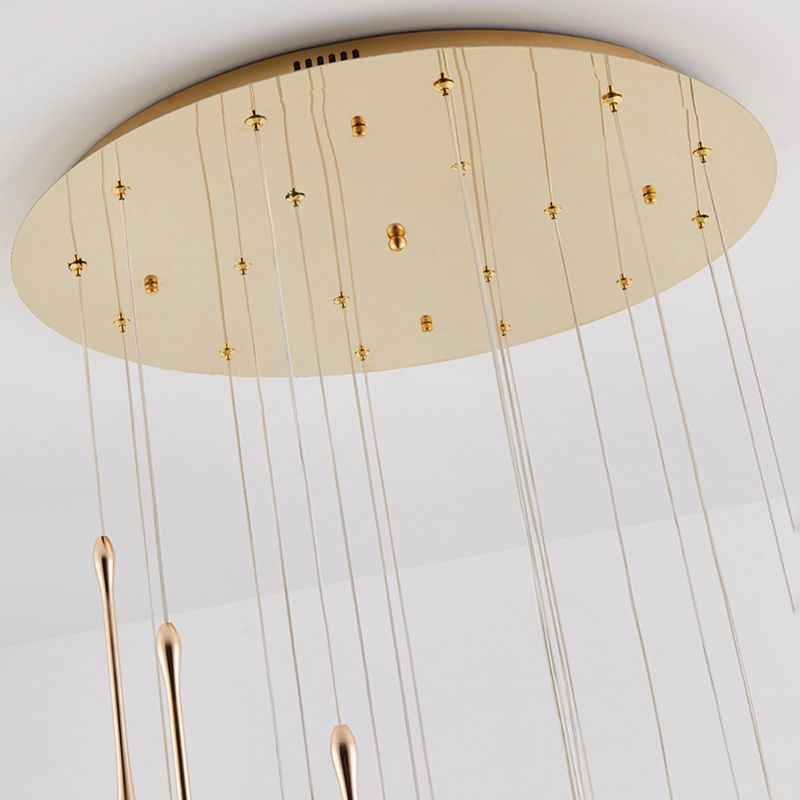Crystal Rain Shaped Suspension Light Modern Gold LED Pendant Light for Duplex House