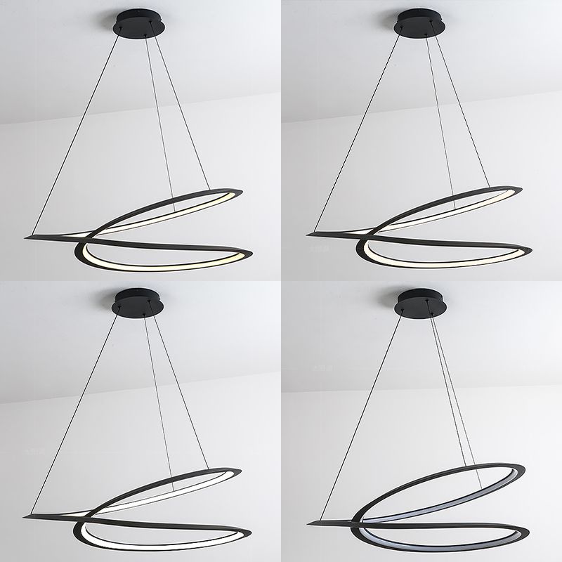 Ultra-modern Twisting Hanging Chandelier Metallic Hanging Lamp with Hanging Cord for Restaurant