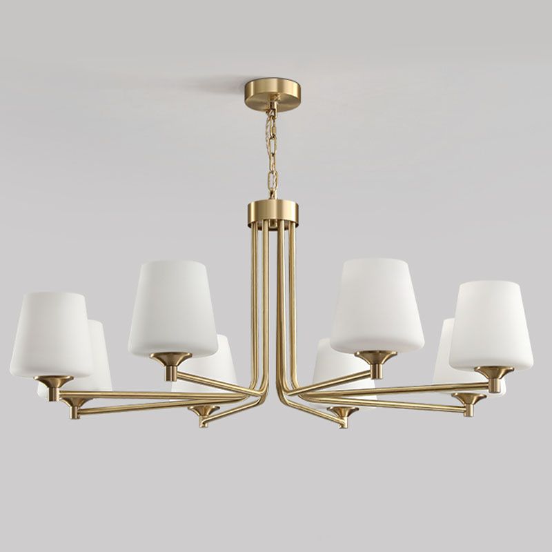 Moderne stijl conische plafondophanging verlichting multi -lichten melkglas plafond kroonluchter