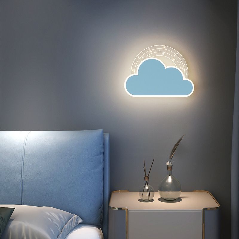 Kids Style 2 - Light LED Wall Light Pink / Blue Iron and Acrylic Wall Mount Fixture
