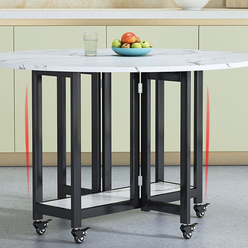 Folding Dining Table Faux Marble Dining Table with Black Frame
