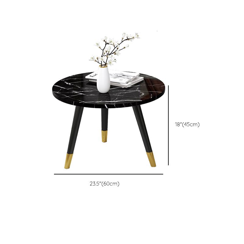 Contemporary Round Coffee Table with 3 Metal Legs and Wooden Top