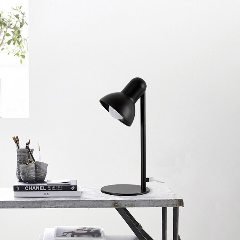 Black/White Dome Shade Desk Lamp Loft Stylish Metal 1 Bulb Bedside Mini Standing Desk Lighting