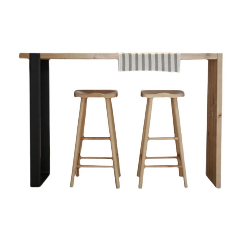 Table à manger industrielle industrielle Pine Bar Rectangle Table du bistrot intérieur avec double piédestal