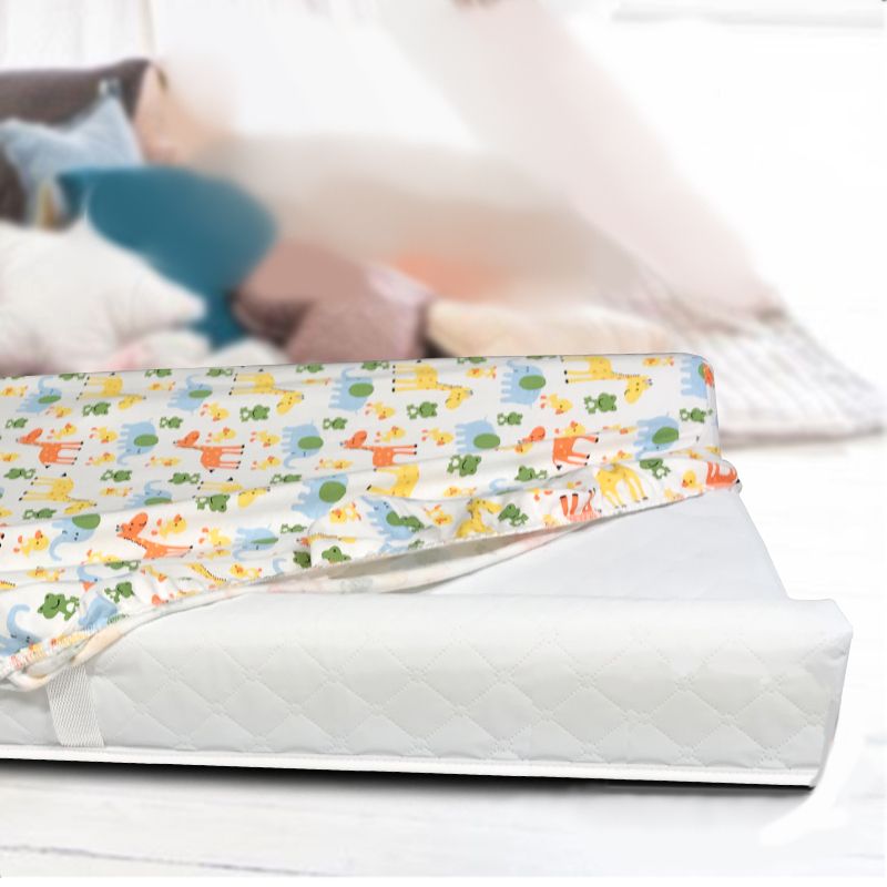 Upholstered Baby Changing Table Wooden Crib Top Changer with Seat Belt