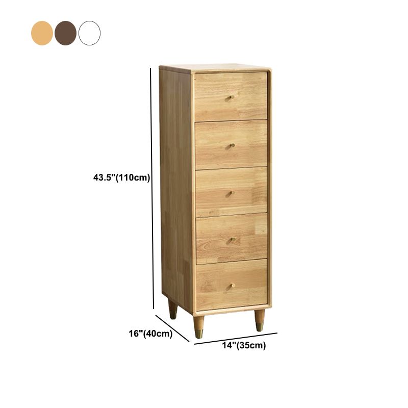 Modern Wooden Accent Chest 15.74" Wide Rubberwood Chest with 5 Drawers
