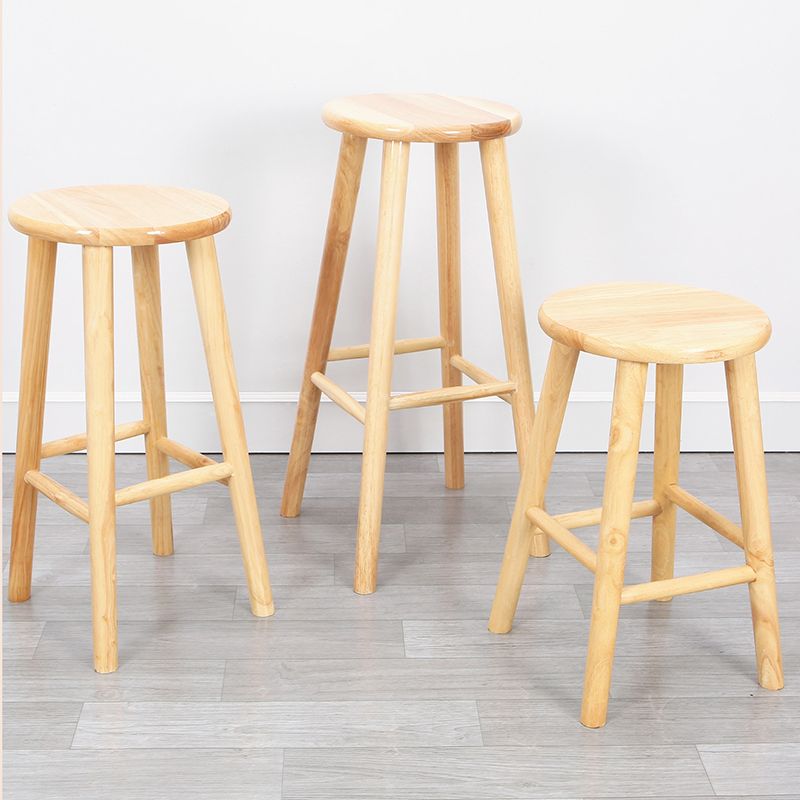 Contemporary Round Counter Bar Stool Wood Backless Bar Stool with Footrest