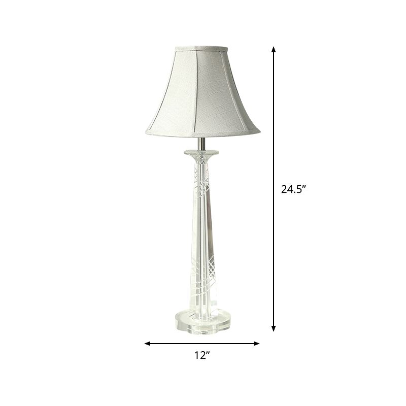 Lampada da comodino Bell grigio crema contemporanea 1 lampadina trasparente K9 illuminazione notturna in cristallo per camera da letto