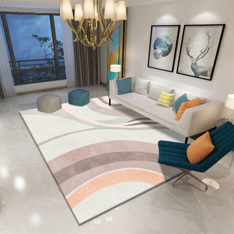 Apricot Modern Carpet Polyester Color Lump Carpet Washable Carpet for Living Room