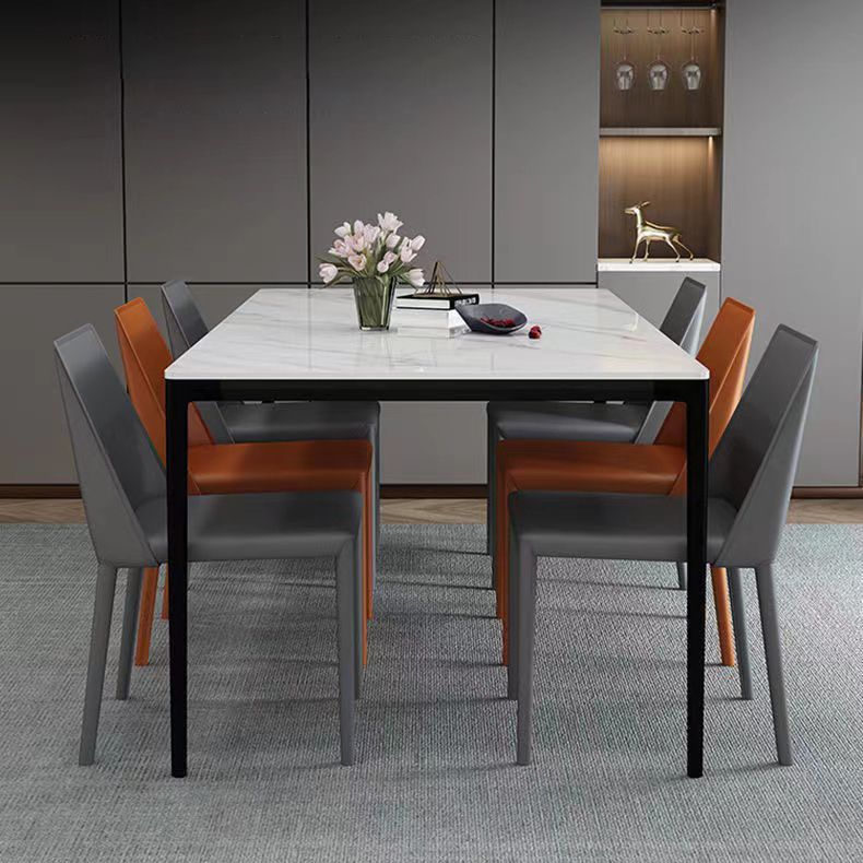 Sintered Stone Home Kitchen Table Industrial Rectangle Fixed Dining Table