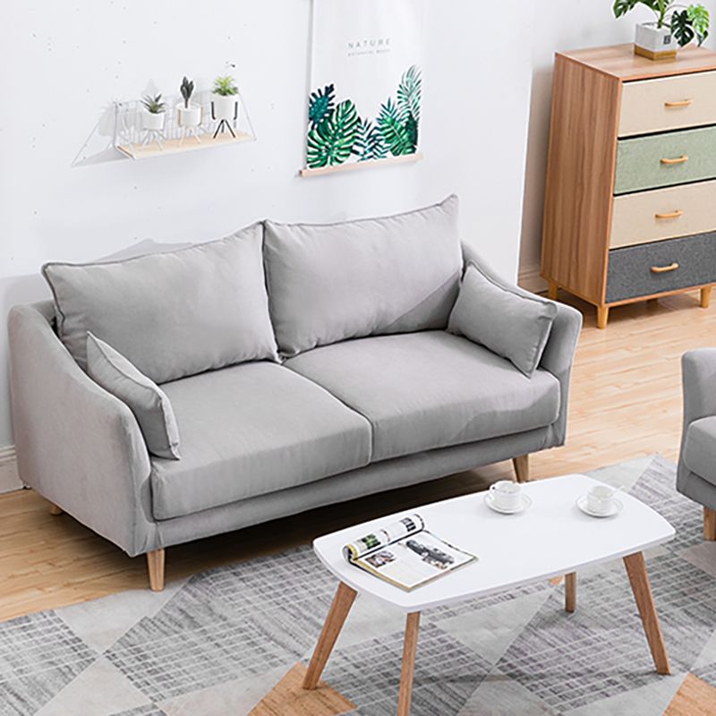 Scandinavian Loose Back Sofa 27.17" H Square Arm Slipcovered Loveseat