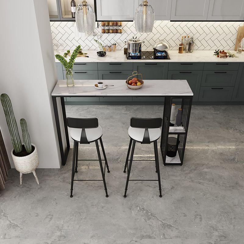 White Marble Kitchen Counter-height Pub Table Rectangle Bar Dining Table