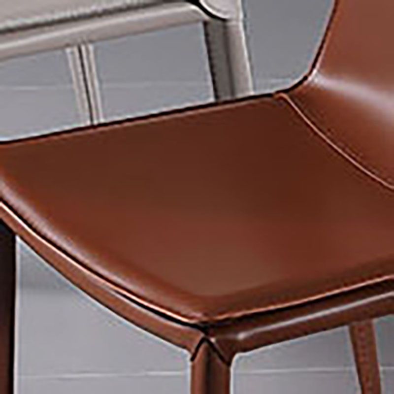 Contemporary Leather Dining Room Chair Armless Metal Side Chair for Home Use