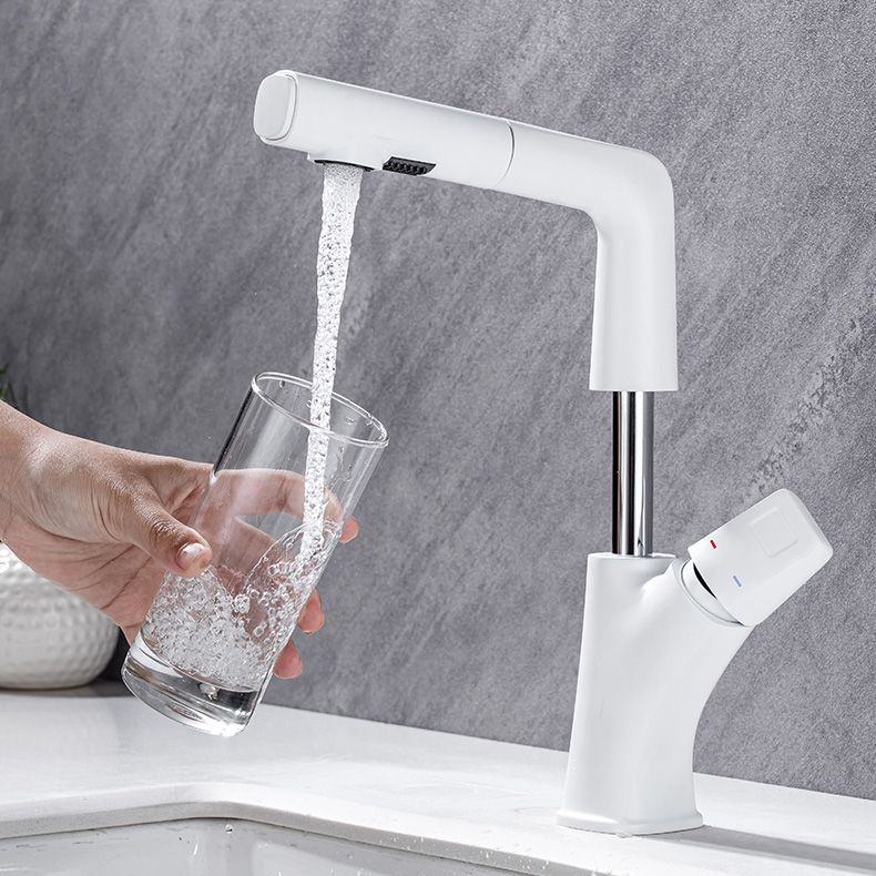 Modern Sink Faucet Lifting Rotary Handle Brass Bathroom Faucet