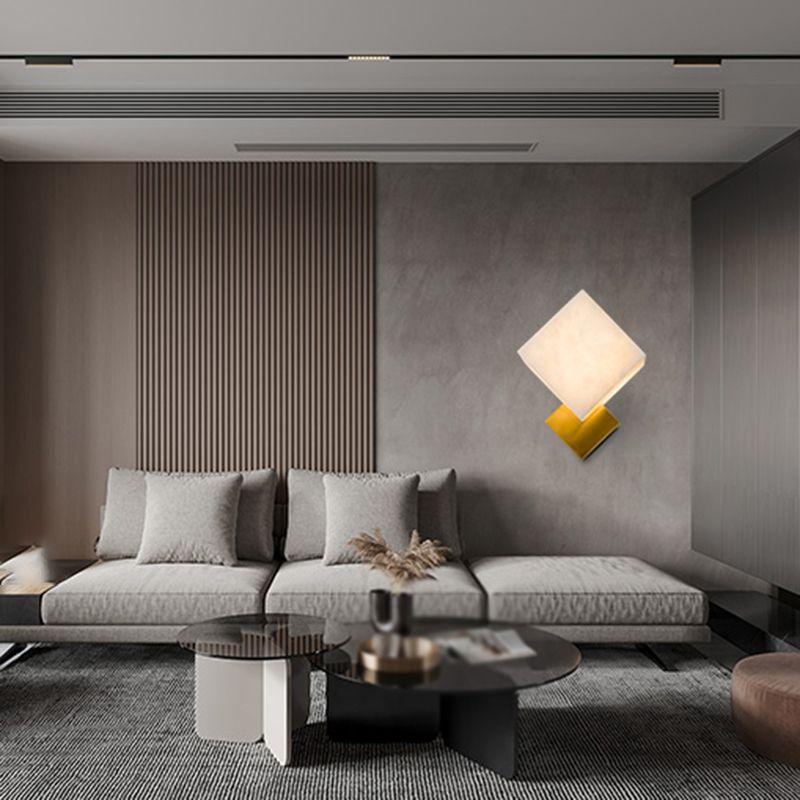 Metal Square Shape Wall Lighting Modern Style 1 Light Wall Light Sconce in Gold