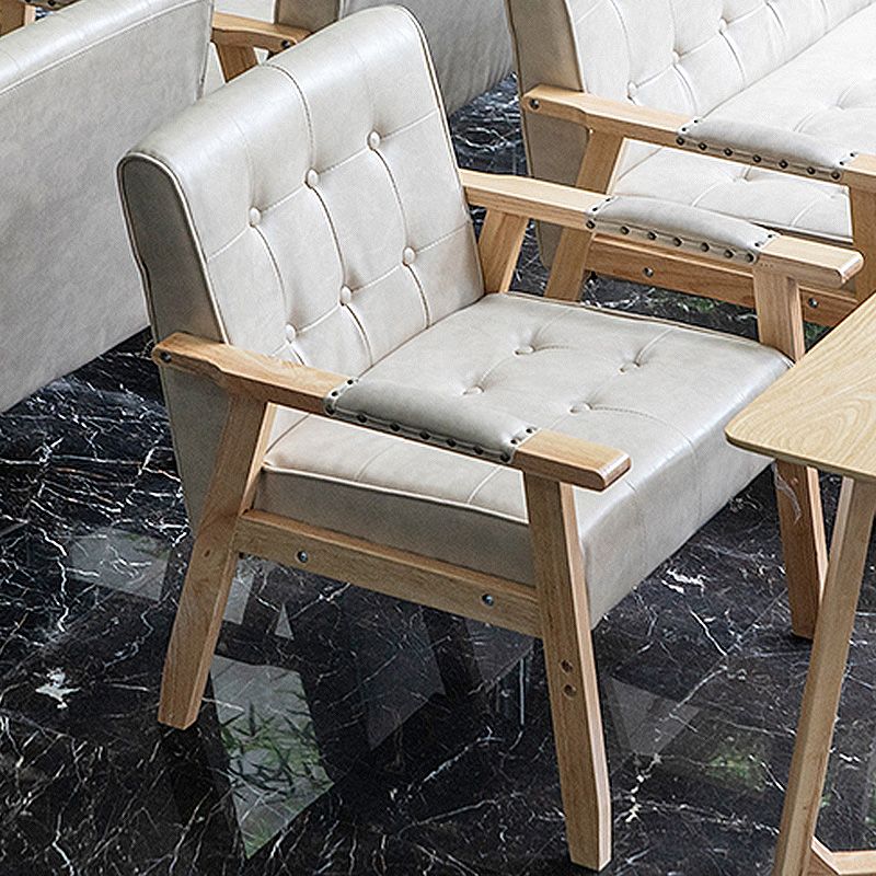 Modern 25.5"W PU Arm Chair with Basic Four Legs and Tufted Back for Office