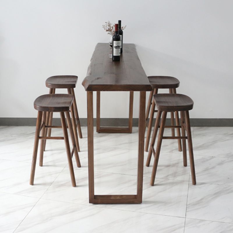 Modern Bar Table Set 1/2/4/5 Pieces Rectangle Bar Table with Wooden High Stools