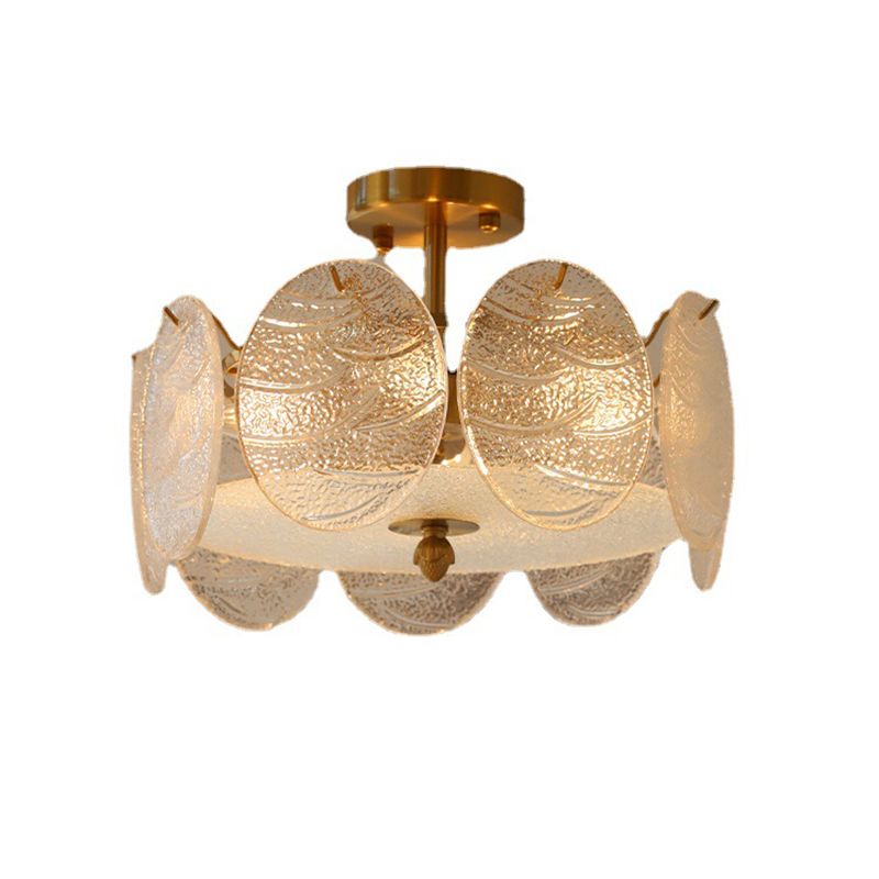 Contemporary Ceiling Lamp Round-shaped Glass Flush Mount Light Fixture
